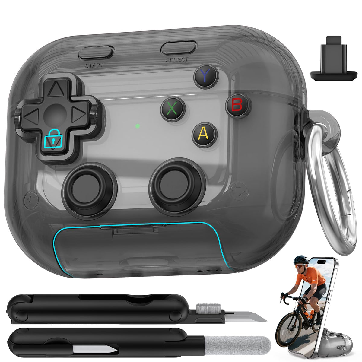 Polislime for AirPods Pro 3 Case Cover 2025 with Safety Lock-Clear Black