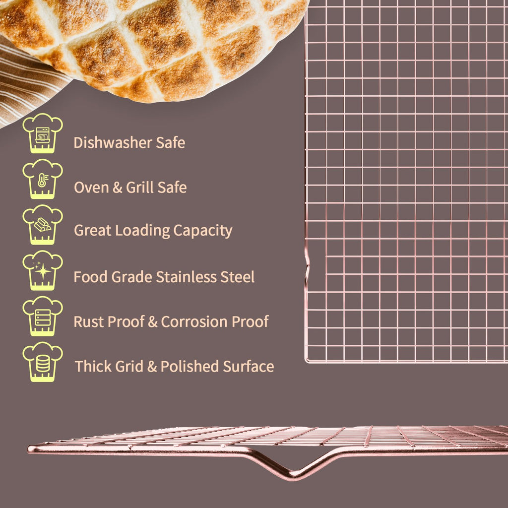 BRIOUT Cooling Rack for Baking - Rose Gold / 16"x10"-1PC view 1