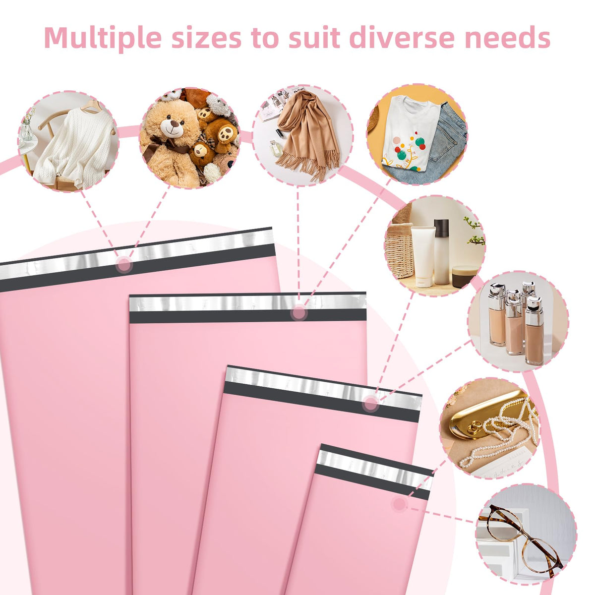 Famagic Poly Mailers Variety Pack - Pink / 6x9" & 10x13" & 12x15.5" & 14.5x19" view 4