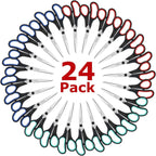 iBayam 8.5" All Purpose Sharp Black Scissors, Comfort-Grip Handles, 24-Pack