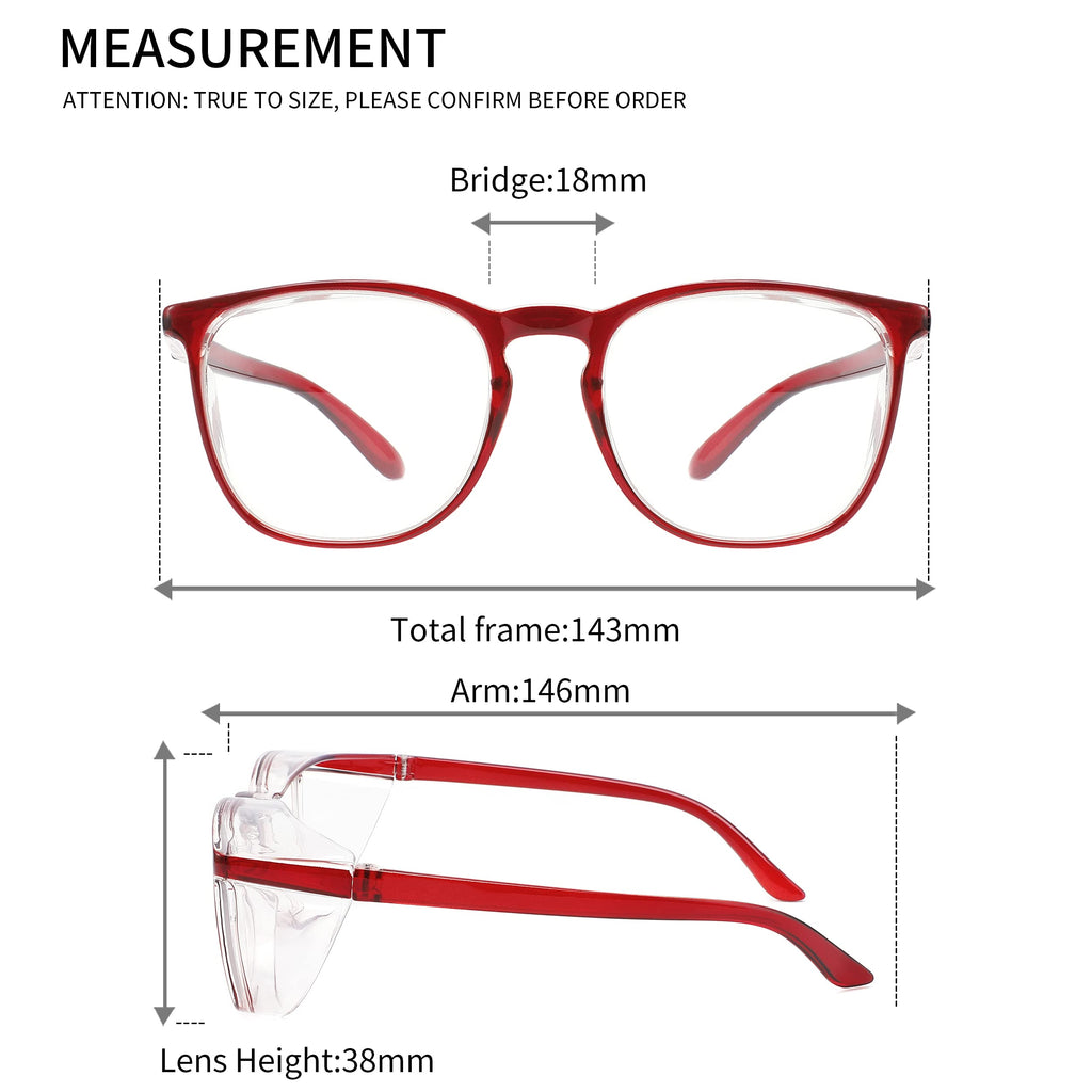 Alsenor Safety Glasses Anti Fog Goggles Protective Eyewear Blue Light Blocking Anti Dust UV Protection Glasses For Men Women - Red view 4