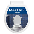 Mayfair Ashton Easy to Clean Single Hinge Toilet Seat, Modern Slow Close Wood Toilet Seat, Made in USA, Round, – White