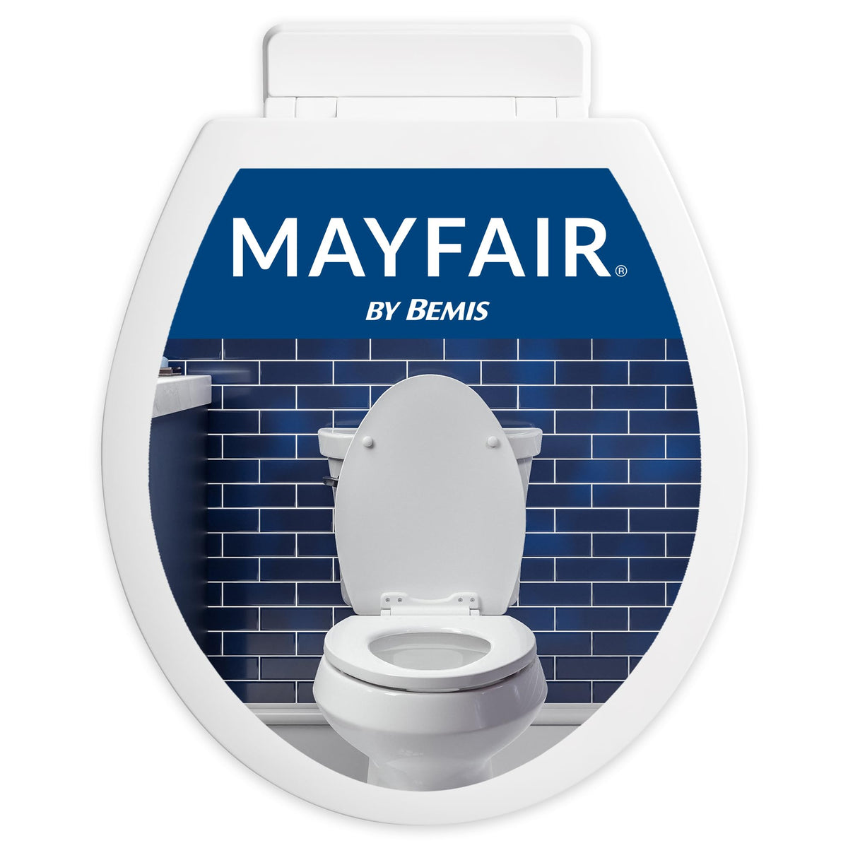 Mayfair Ashton Easy to Clean Single Hinge Toilet Seat, Modern Slow Close Wood Toilet Seat, Made in USA, Round, – White