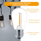 Meconard Pack S14 LED Outdoor String Light Replacement Bulbs, Warm White