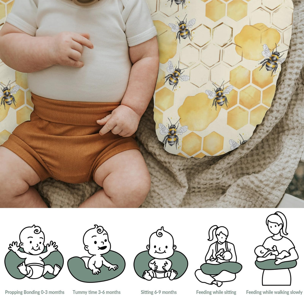 Nursing Pillow Covers for Boy Girl Bees - Honey view 5