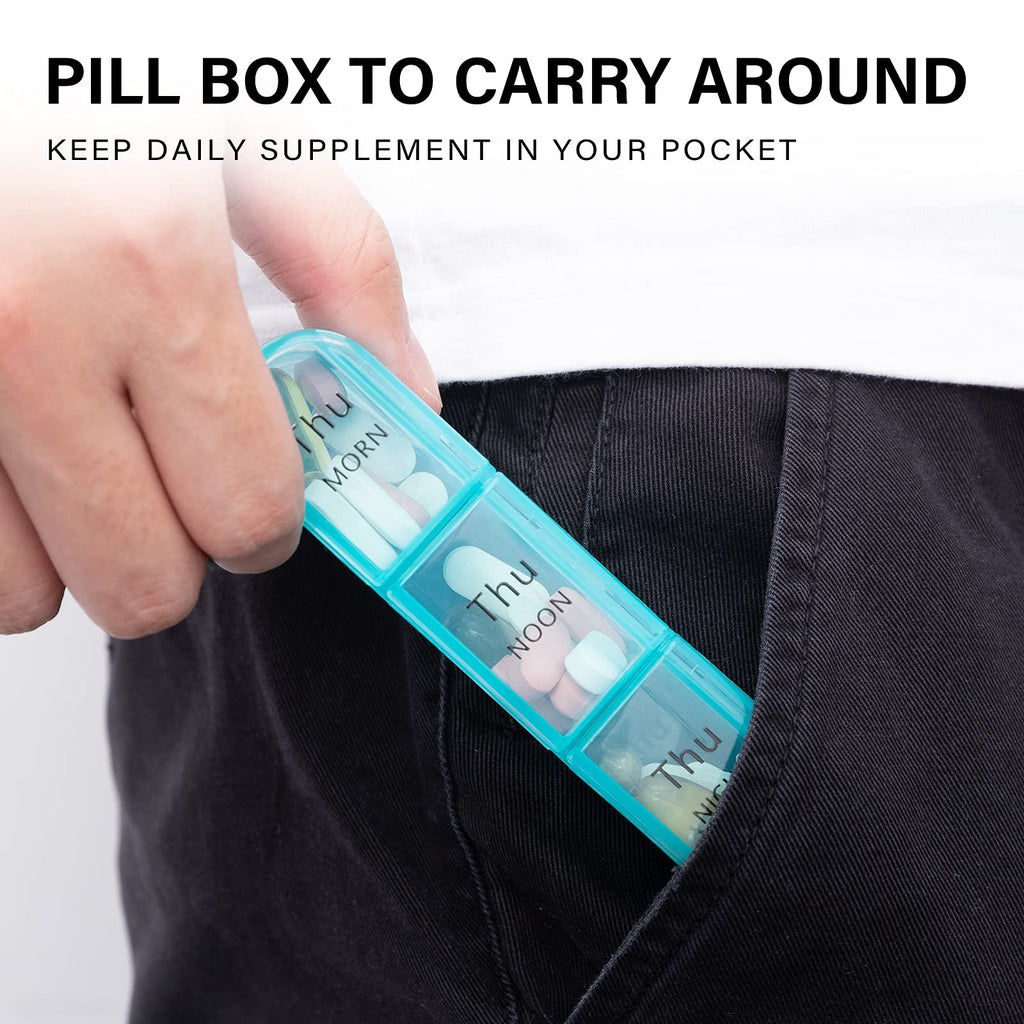 Daviky Pill Organizer 3 Times a Day, Pill Box 7 Day, Weekly Travel Case