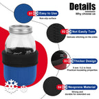 Desing Non-slip Cozy Insulated Glass Jars Protector Holder Sleeves - 32 oz Sleeves (3.7 x 5.3 In) - Black/Red/Blue/Cyan view 3