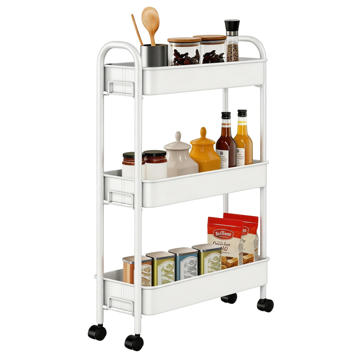 ZXICEU Heavy-Duty Rolling Cart - Matte White