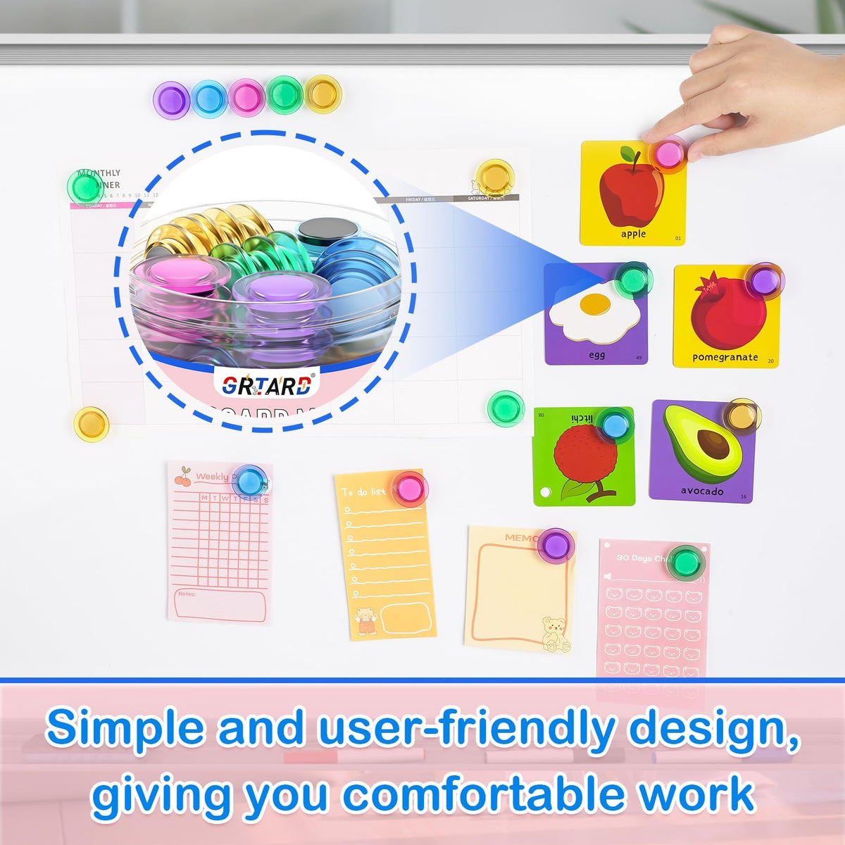 Grtard Magnets for Whiteboard, Round Fridge Magnets