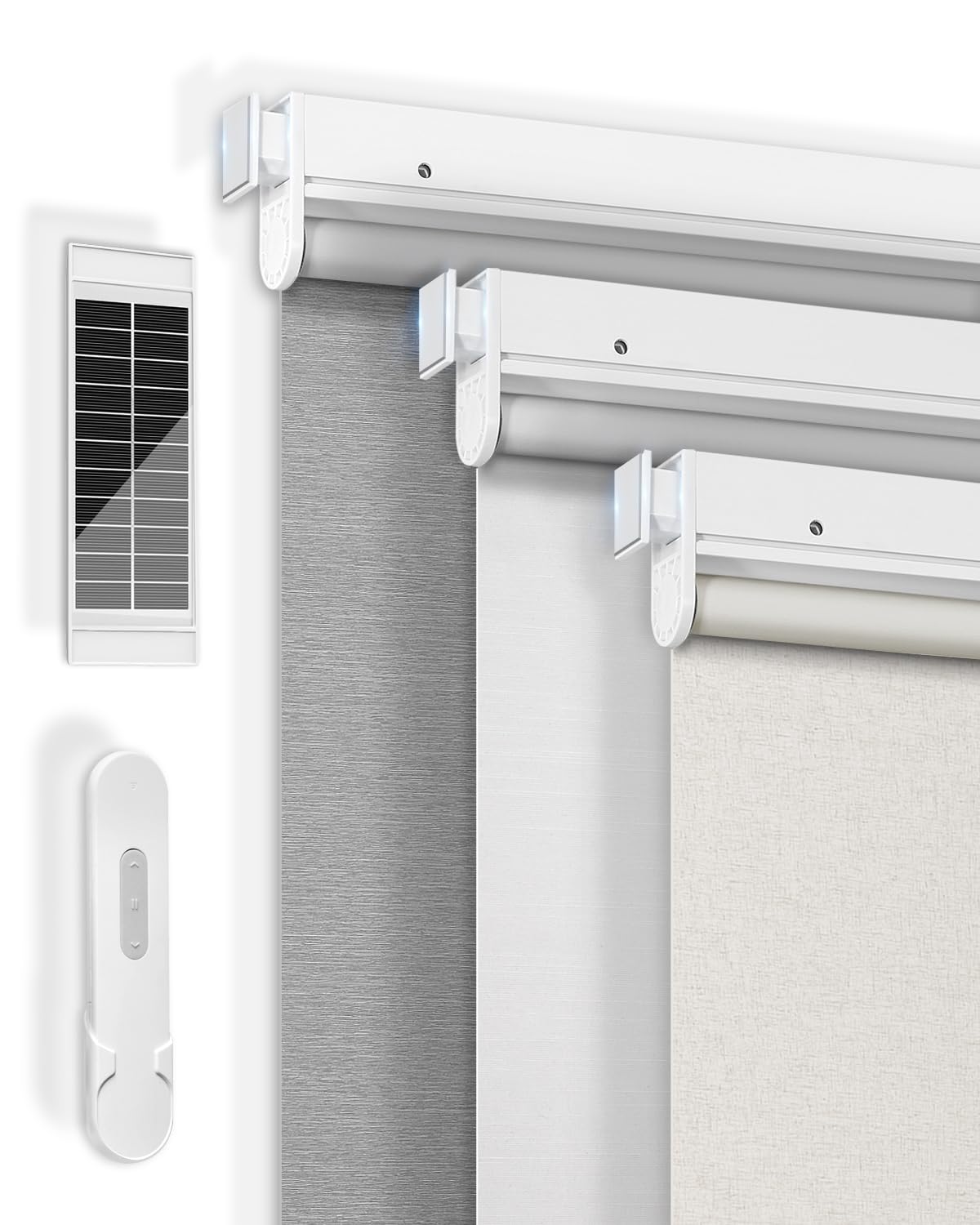 LICHTDIM24 No-Drill Motorized Blinds with Remote, Blackout Roller Shades