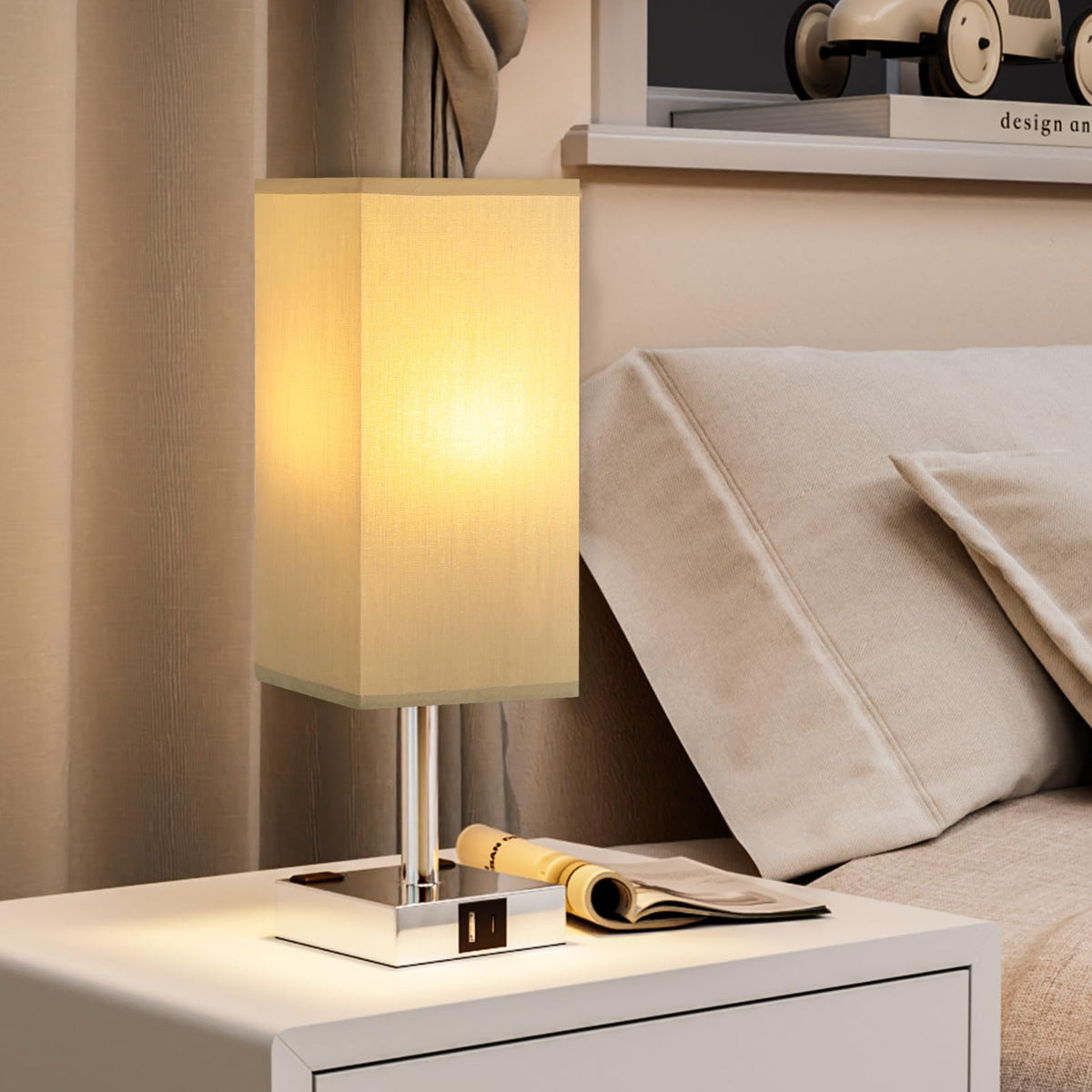 aooshine Bedside Table Lamp Touch Control - Gray & Silver (2PCS) / 14.0in view 5