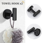 TURS Matte Black Bathroom Hardware Set 5 Piece, SUS304 Stainless Steel Bath Towel Bar (additional view 4)