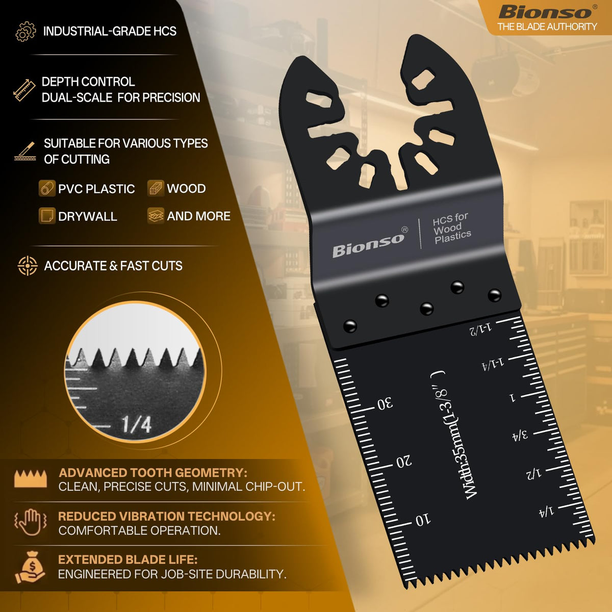Bionso 110PCS Oscillating Tool Blade Cuts Wood, Sharp and Durable Multitool Blades, Multi Tool Blades Kits, Oscillating (Pack of 110)