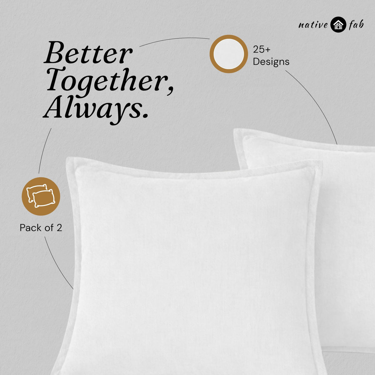 Native Fab Throw Pillow Cushion Cover for Sofa Couch Bed Comfort - Solid, White / 16" x 16" (Pack of 2) view 5