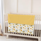 Bee Floral Baby Blanket Soft Mink Dotted Backing Double Layer Swaddle Receiving Blanket 30x40 - Yellow view 4