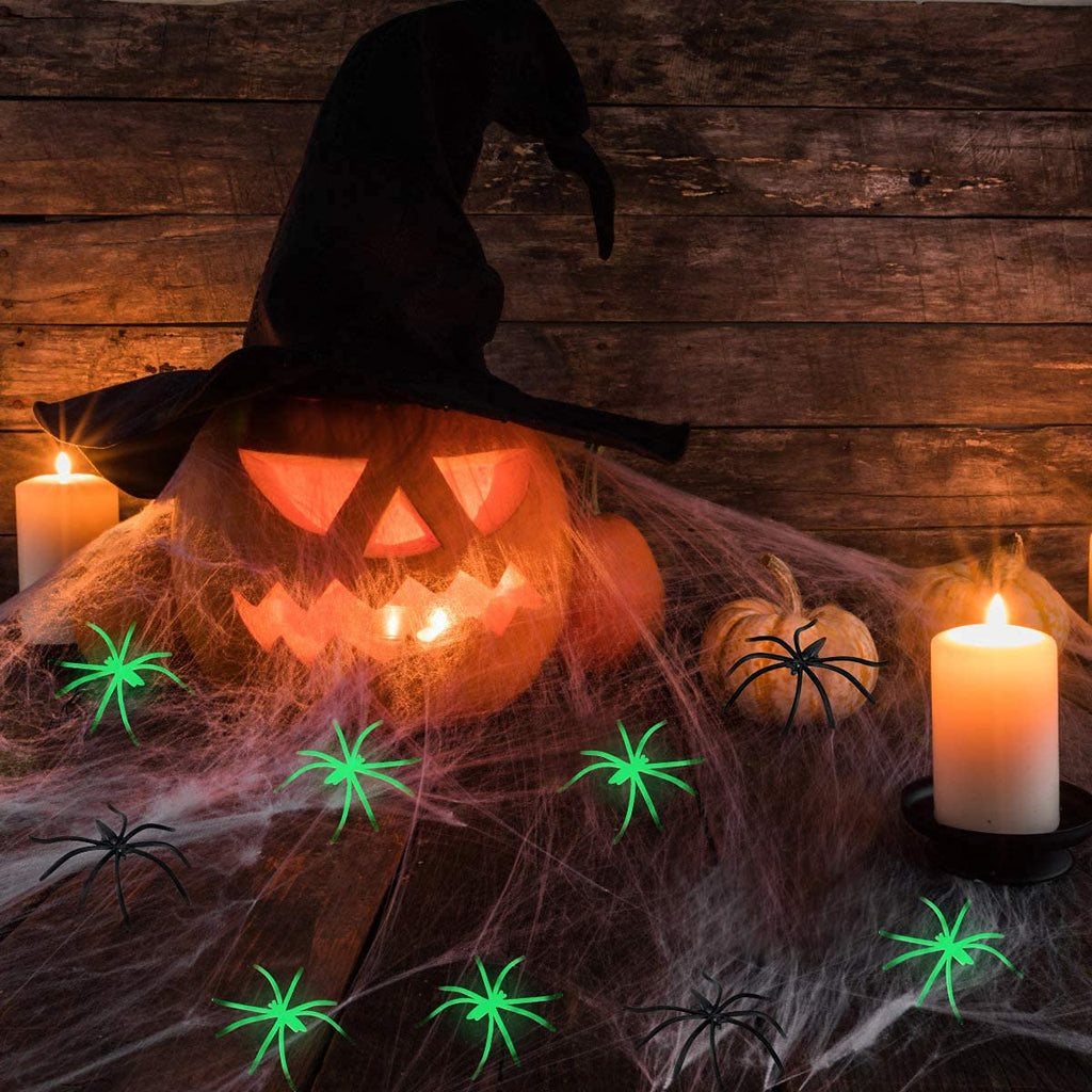 300 Sqft Halloween Spider Web Decorations, with 10 Glow and 10 Black Fake Spiders (additional view 4)