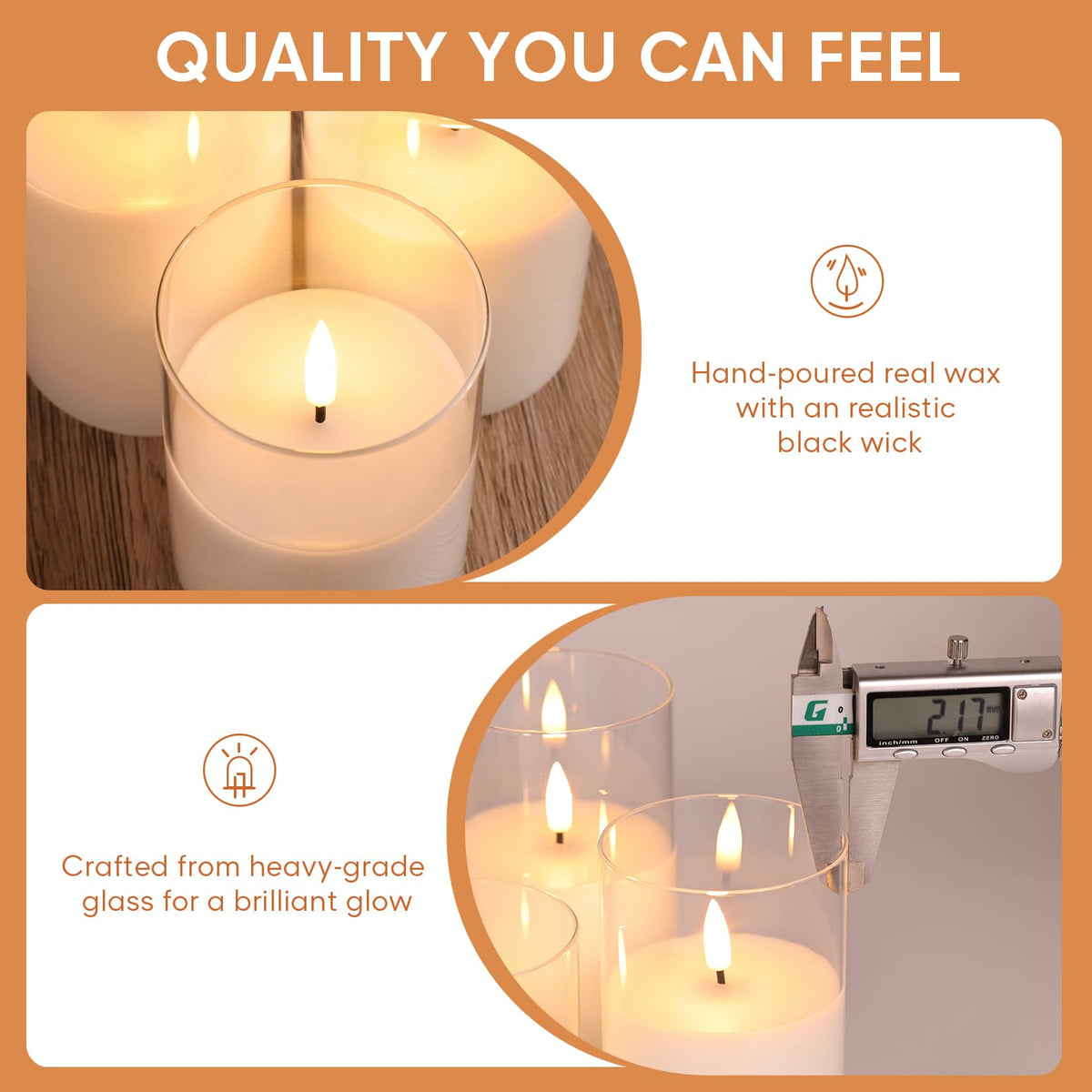 Eywamage Glass Flameless Candles with Remote - Clear view 3