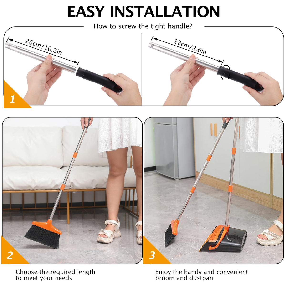 XXFLOWER Broom and Dustpan - Orange view 5