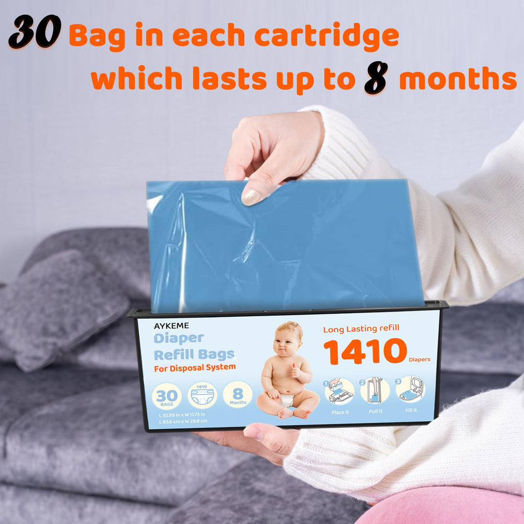 AYKEME Diaper Pail Refill Bags for Genie Easy Roll Signature & Platinum, 7-Layer OdorLock Technology - view 4
