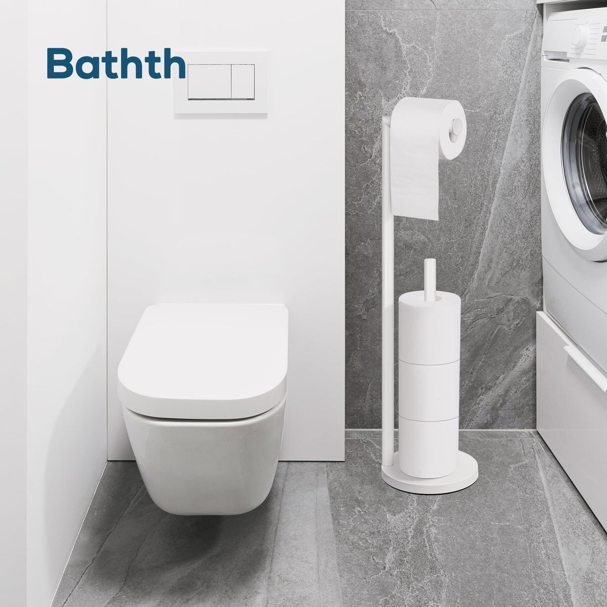 Toilet Paper Holder Stand, Toilet Paper Free Standing - White view 5