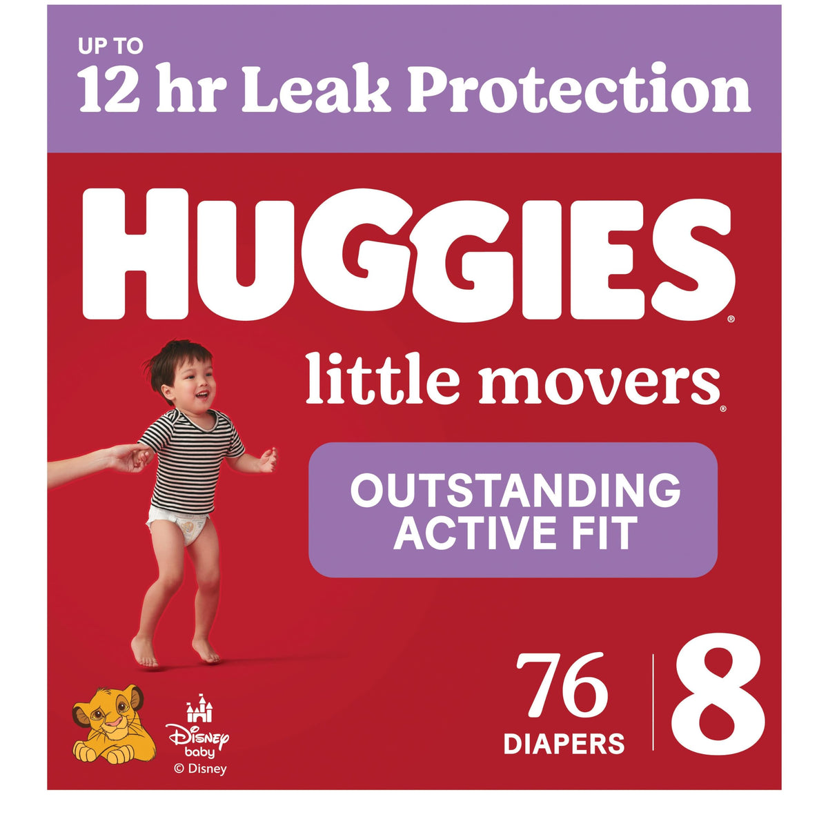 Huggies Little Movers Diapers Size 8, 76 Count (2 Packs of 38) (Pack of 76)