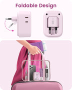 LENCENT Travel Plug Adapter - Type C-17.5W-Most of Europe-Pink view 1