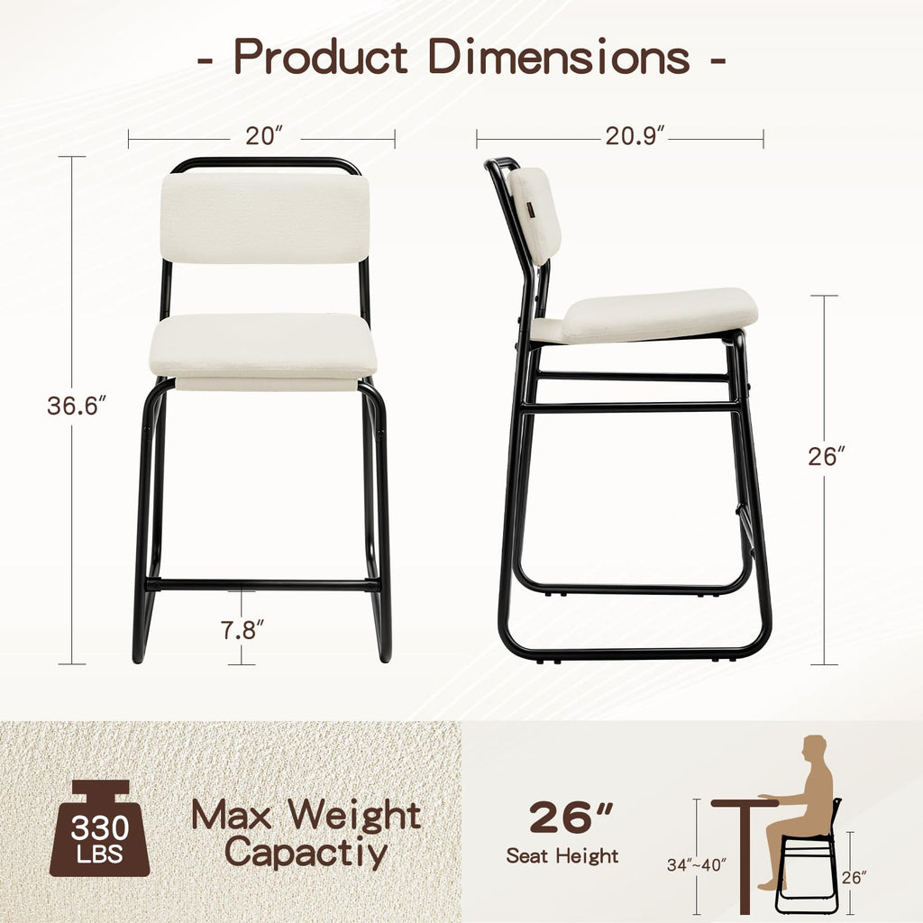 Furniliving 26‘’ Counter Height Bar Stools Set of 2