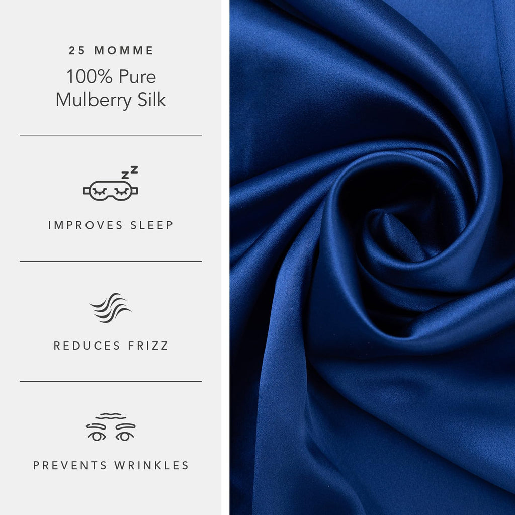 Fishers Finery 25mm 100% Pure Mulberry Silk Pillowcase (Navy King 2 Pack) (HB-02-PC1-825-DBL-K-2PACK)