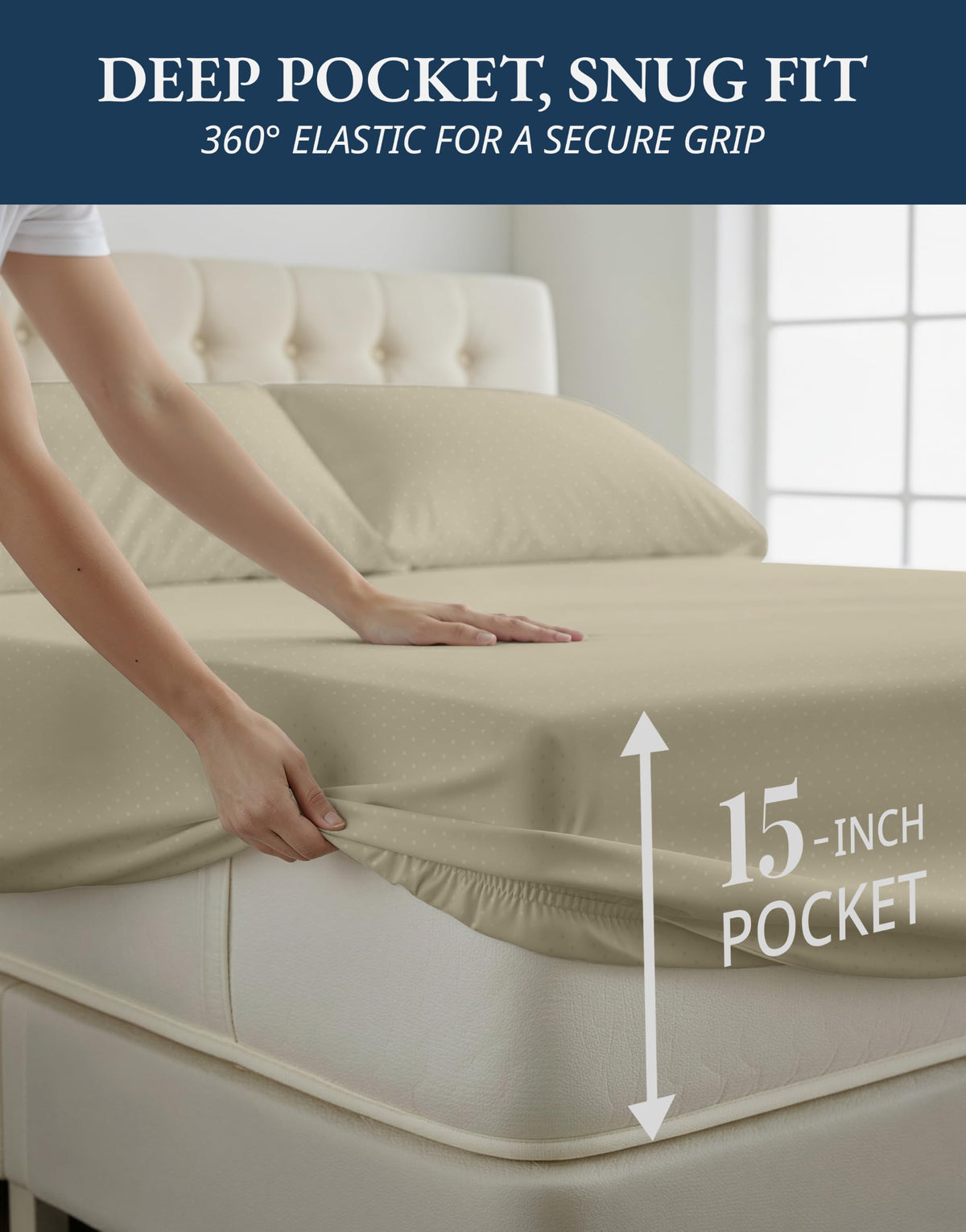 Lane Linen 100% Egyptian Cotton Ultra Soft Sheets - 41: Swiss Dot - Linen view 5