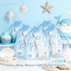 EYNDYN 145 Pieces Baby Shower Favors Ballpoint Pens and Keychains Gifts Bulk Retractable Pens Gender Reveal Cards Souvenirs - 72 / Sea view 4