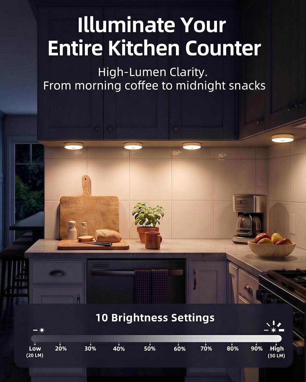 EZVALO Under Cabinet Lighting, 1000mAh Rechargeable Puck Lights with Remote, 3 Color (additional view 2)