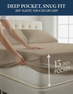 Lane Linen 100% Egyptian Cotton Ultra Soft Sheets - 42: Swiss Dot- Taupe view 5