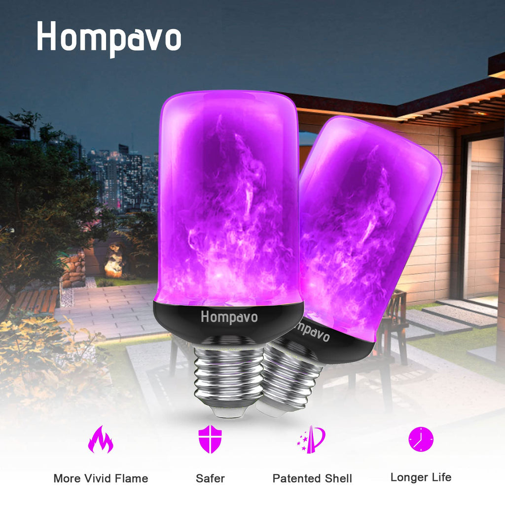 Hompavo 【Upgraded Flame Light Bulbs for Home Decor with Upside Down Effect (HPFLAB-US-FT) (Pack of 4)