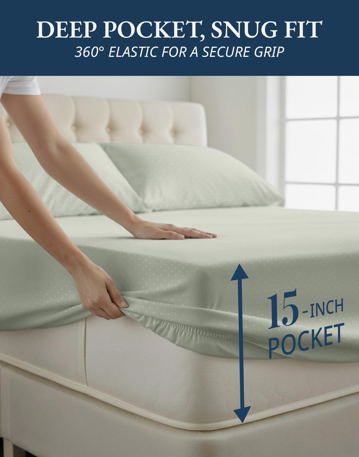 Lane Linen 100% Egyptian Cotton Ultra Soft Sheets - 40: Swiss Dot - Mineral view 5