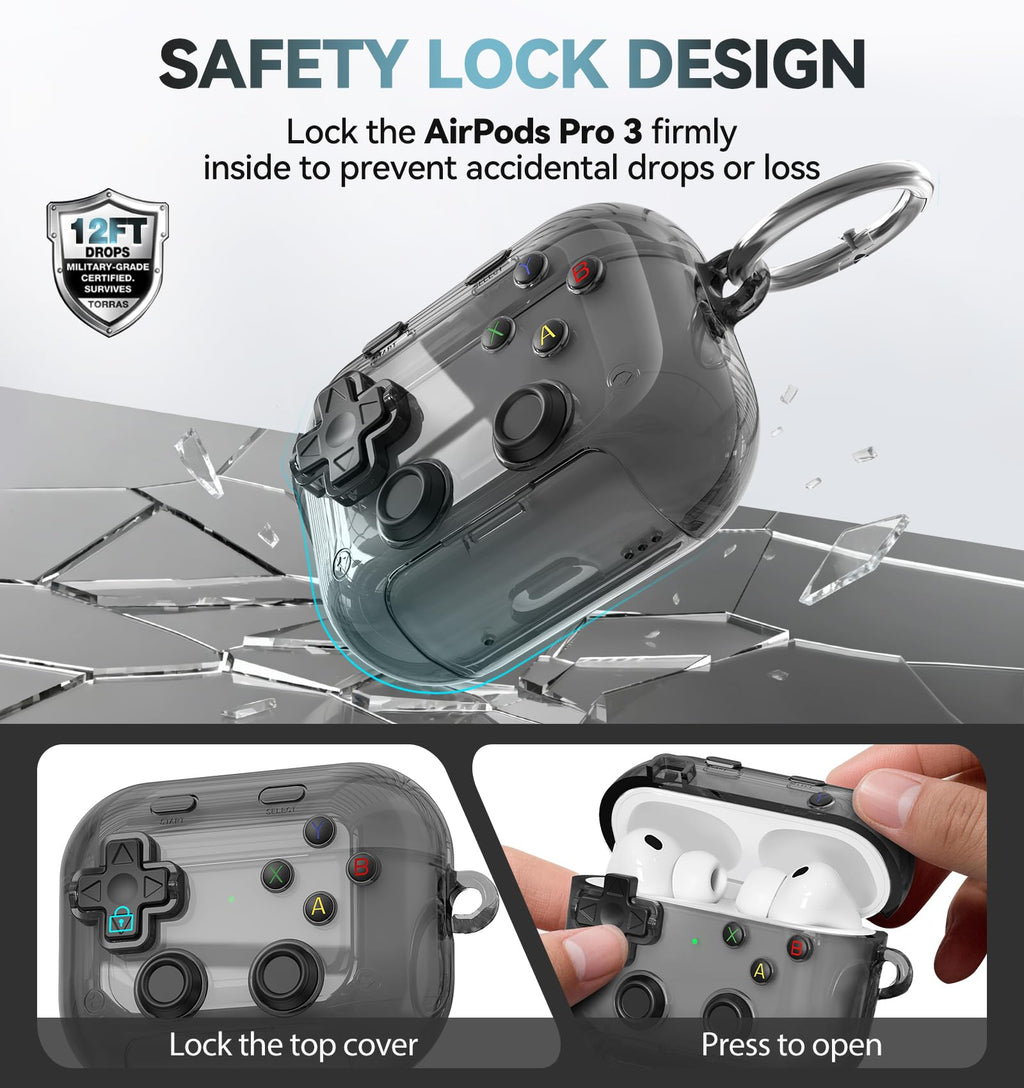 Polislime for AirPods Pro 3 Case Cover 2025 with Safety Lock-Clear Black (additional view 3)