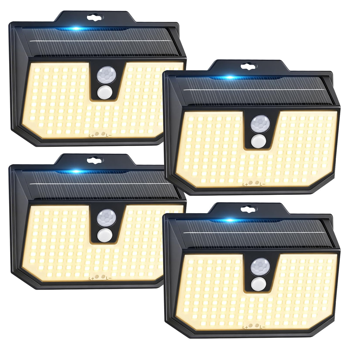 Brightever 4 Packs Solar Outdoor Motion Sensor Lights with 3 Lighting Modes, Wall Lights
