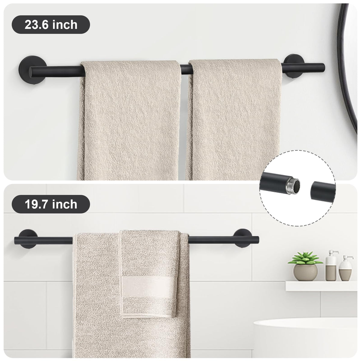 TURS Matte Black 8 Pieces Bathroom Hardware Set, SUS304 Stainless Steel 24 Inch and 20 (additional view 1)