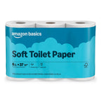 Amazon Basics 2-Ply Soft Toilet Paper, 6 Rolls, 350 Sheets per Roll, Equivalent to 37