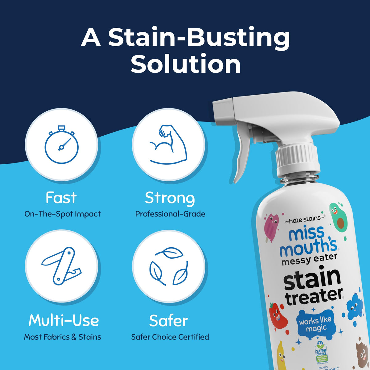 Miss Mouth's Messy Eater Stain Treater Spray, Laundry Stain Remover, – 16 Oz (abs-86)