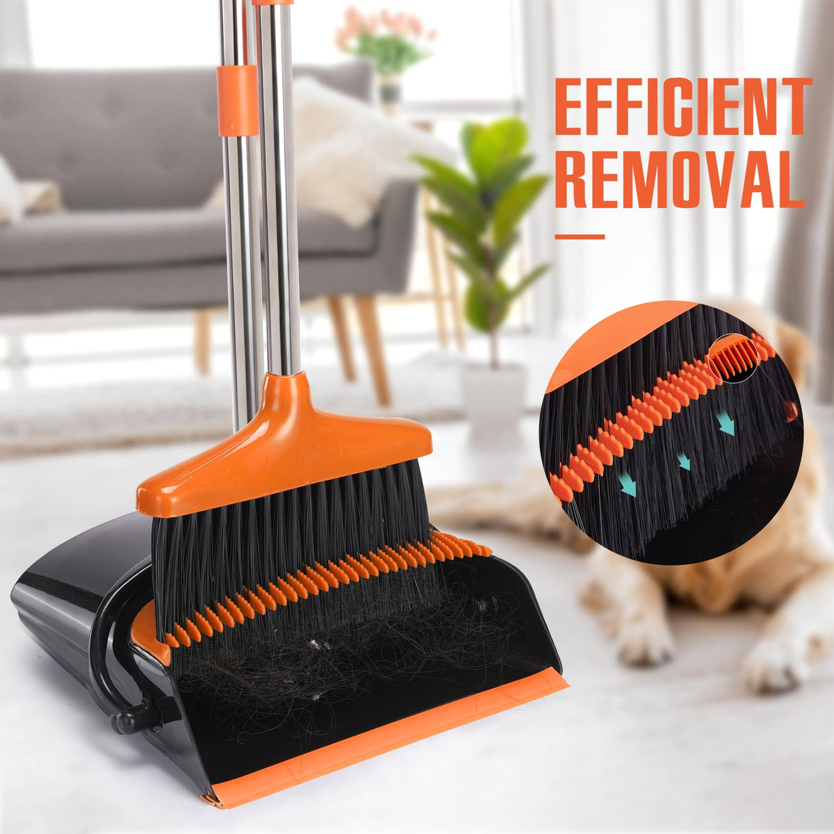 XXFLOWER Broom and Dustpan - Orange view 4