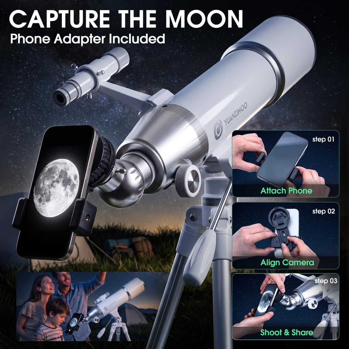 YUANZIMOO 80mm Aperture 500mm Refractor Telescope - view 6
