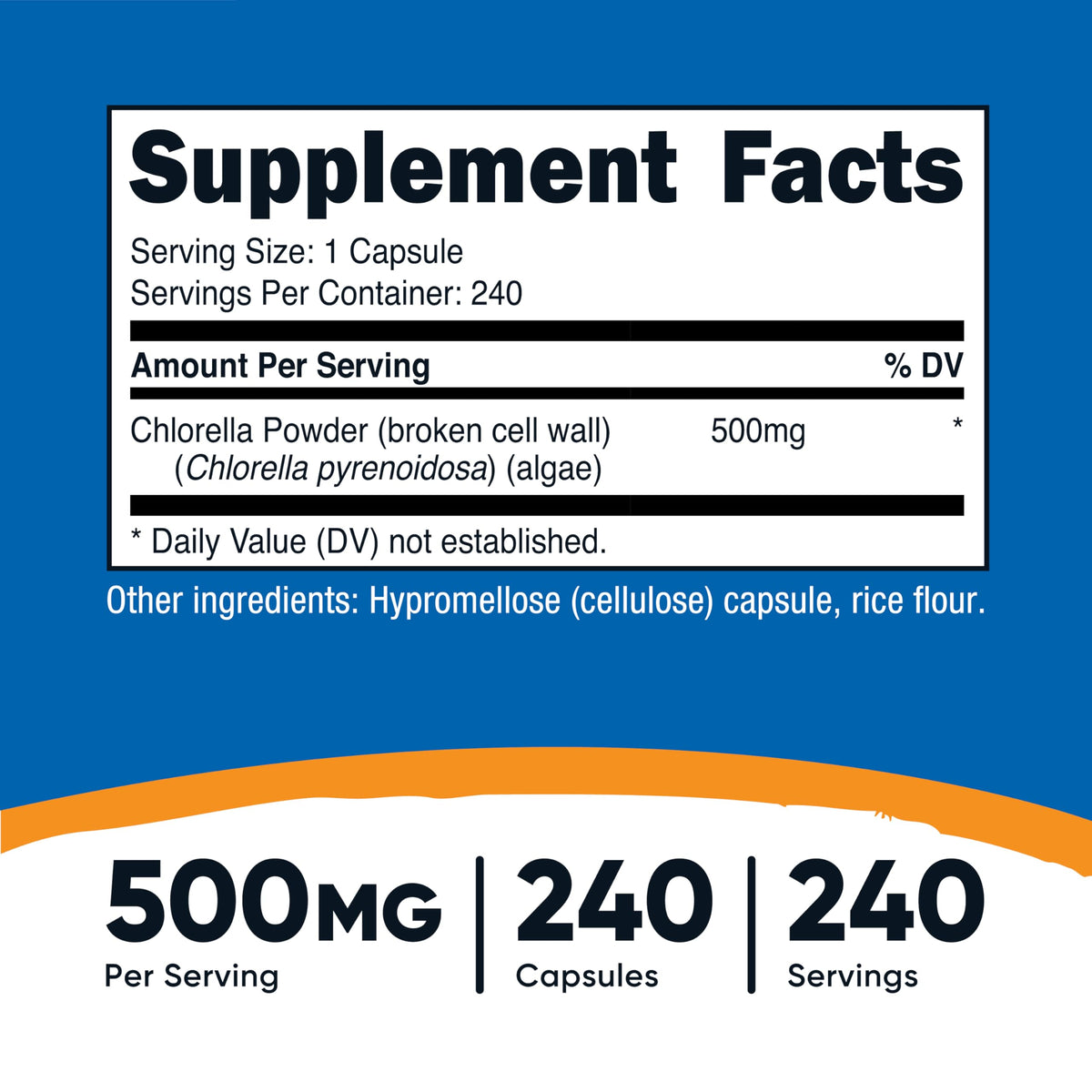 Nutricost Chlorella Capsules 500mg, 240 Vegetarian Capsules, Gluten-Free (additional view 1)