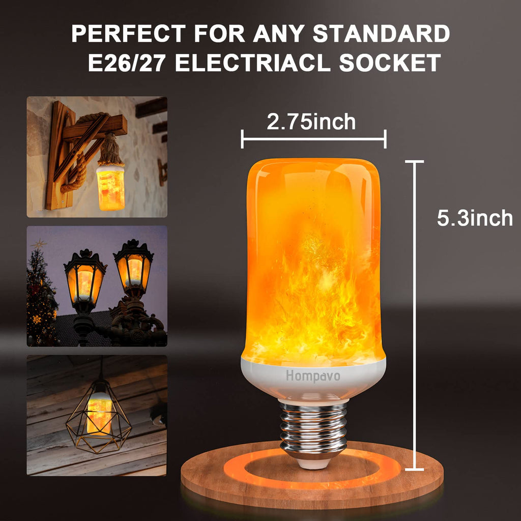 Hompavo 【Upgraded Flame Light Bulbs for Home Decor with Upside Down Effect (HPFLAB-US-FT) (Pack of 2)
