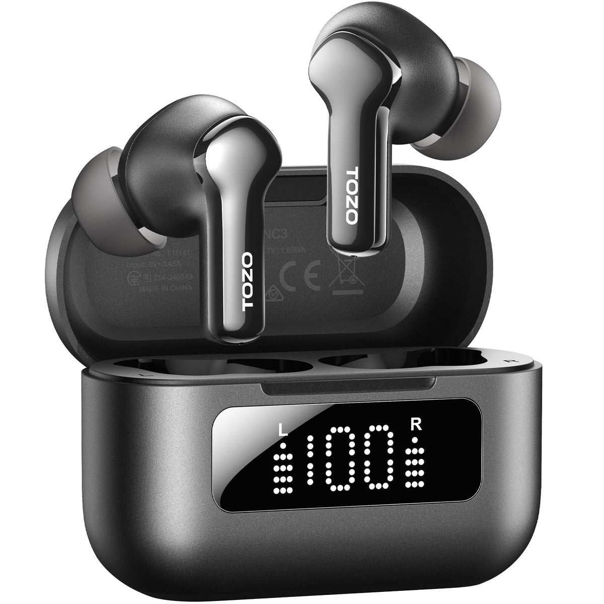 TOZO Hybrid Active Noise Cancelling in Ear Wireless Earbuds, 68H Playtime - Black