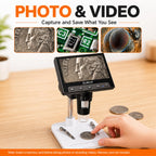 Elikliv Microscope, LCD Digital Coin Microscope 1000x, Coin Magnifier with 8 Adjustable LED Lights, PC View Compatible
