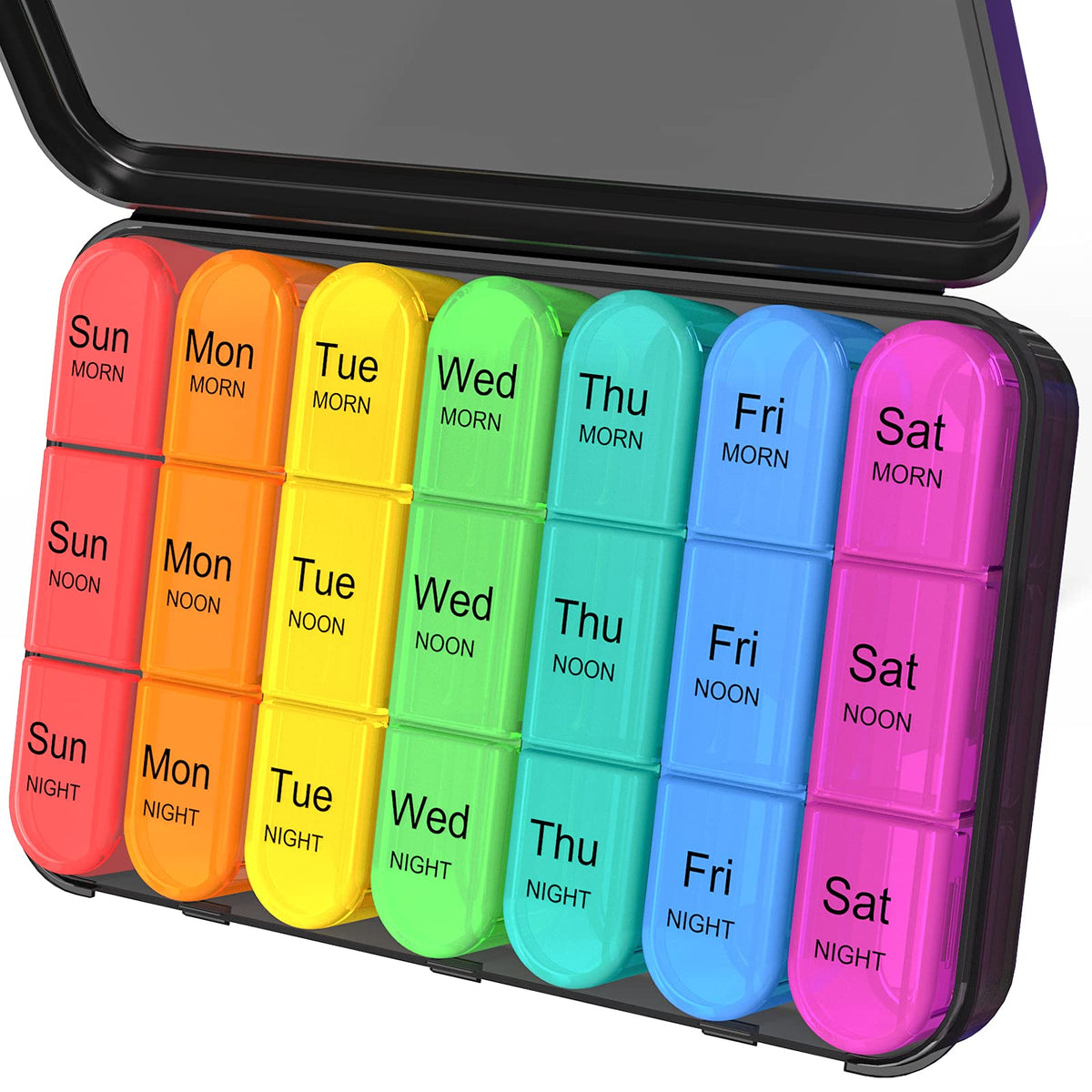 Daviky Pill Organizer 3 Times a Day, Pill Box 7 Day, Weekly Travel Case