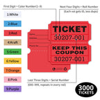 LLIKED Raffle Tickets - 3000-white,blue and Red view 1