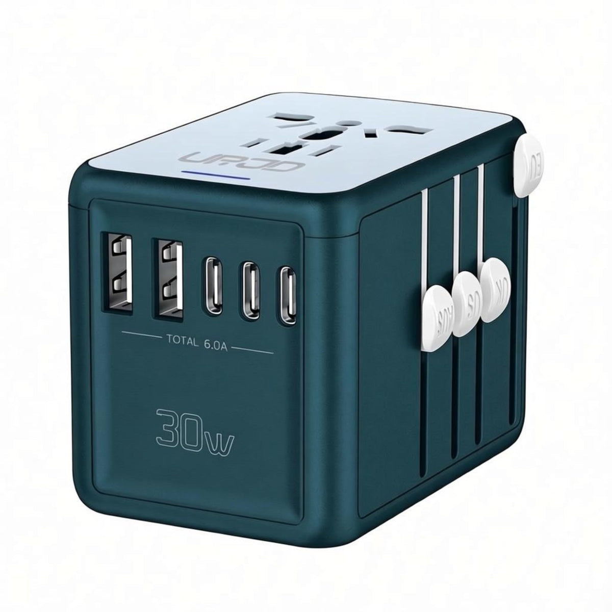 URJD Universal Travel Adapter with 5 USB C/A Ports 30W Fast Charging