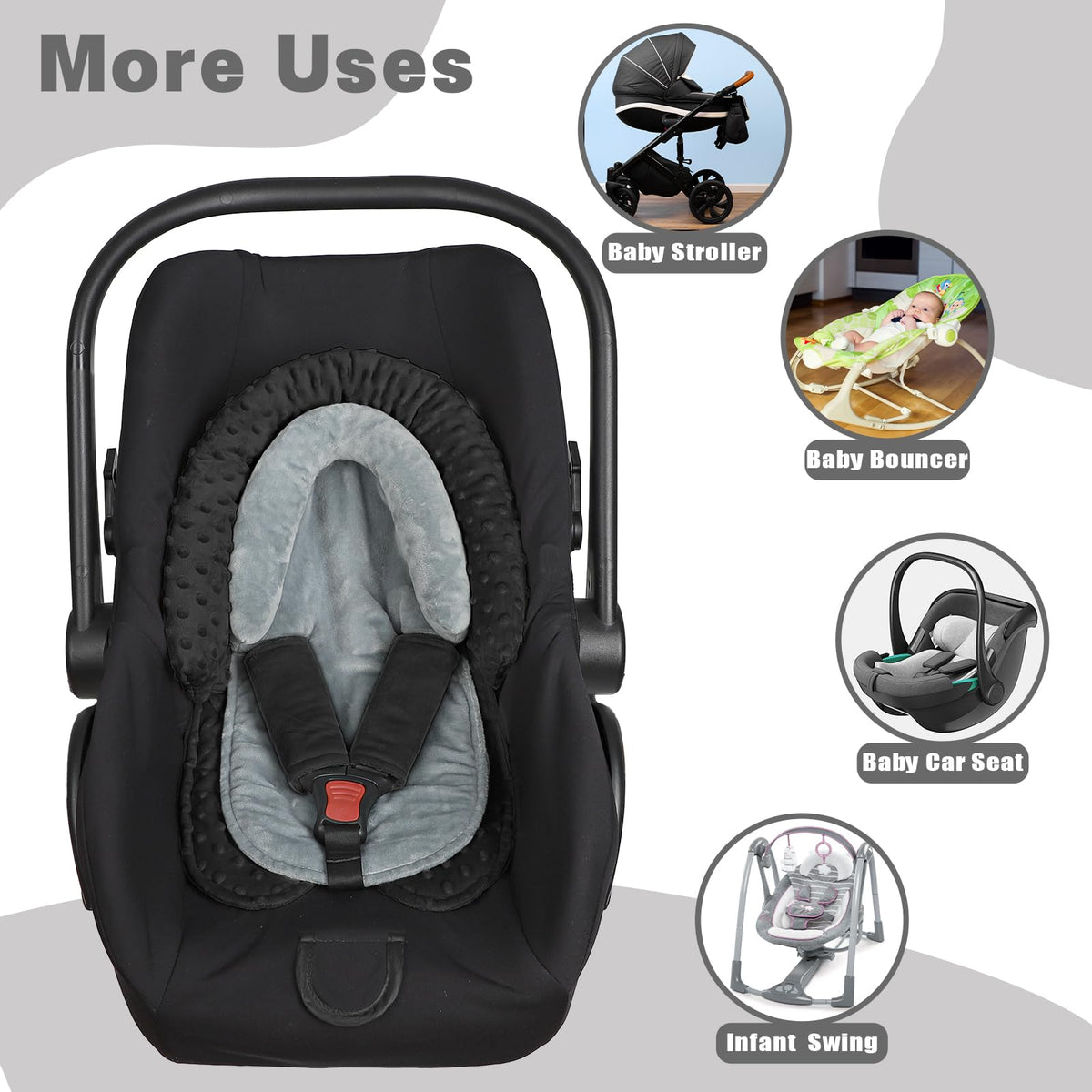 HNHUAMING Infant Car Seat Insert - Black view 5