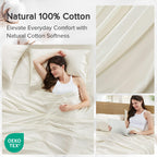 Comfort Spaces 100% Cotton Percale Sheets Twin Sheet Set 3 Pcs, Ivory (AM20-0601)